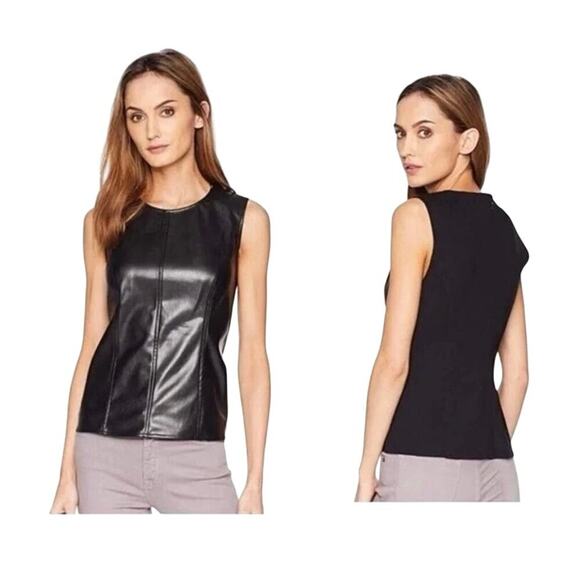 Vince Camuto Black Faux Leather Women’s Vest - Picture 1 of 6